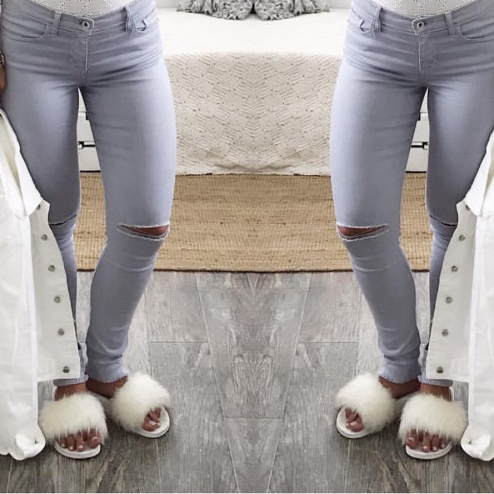 Ivory Fluff Plush Fuzzy Fur Slides - Picture 7 of 8